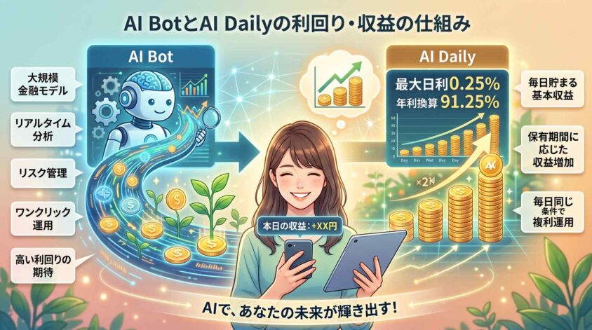 AI BotとAI Dailyの利回りや収益の仕組み