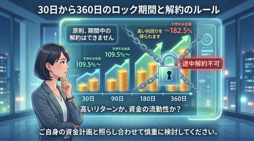 30日から360日のロック期間と解約のルール