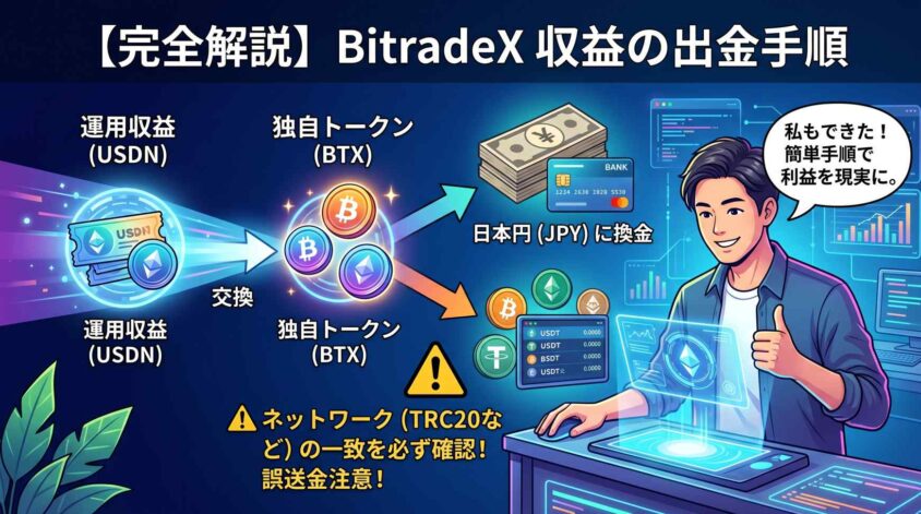 USDNやBTXの交換条件と出金方法の手順