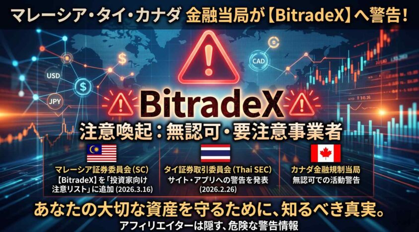 マレーシアやタイ・カナダの規制当局による注意情報