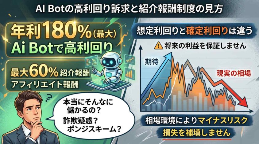 AiBotの高利回り訴求と紹介報酬制度の見方