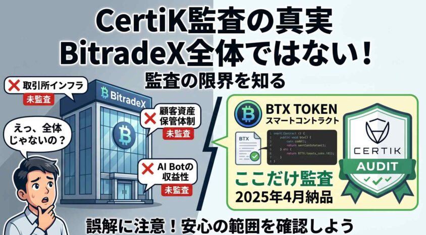 certik(ｻｰﾃｨｯｸ)監査の対象はBTXトークンであり取引所全体ではない