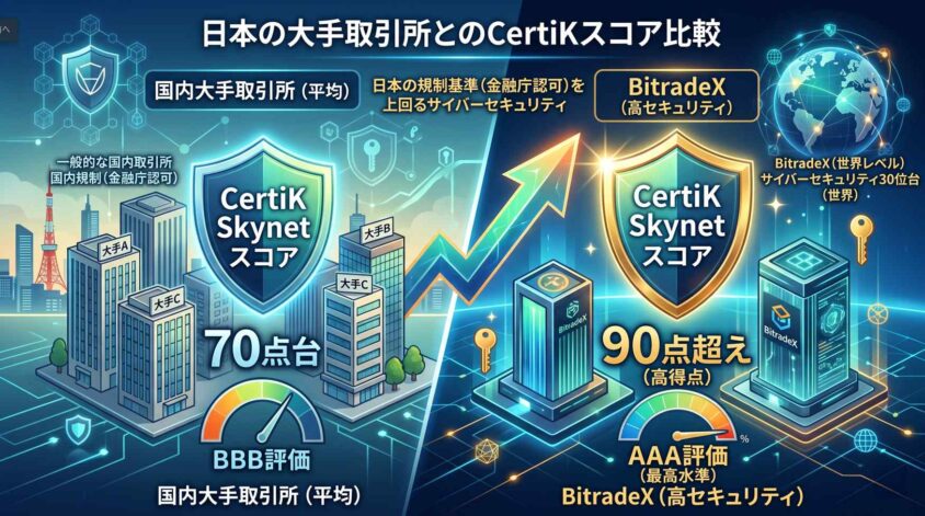 日本の大手取引所とのCertiKスコア比較