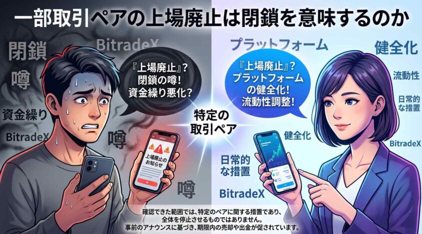 一部取引ペアの上場廃止は閉鎖を意味するのか