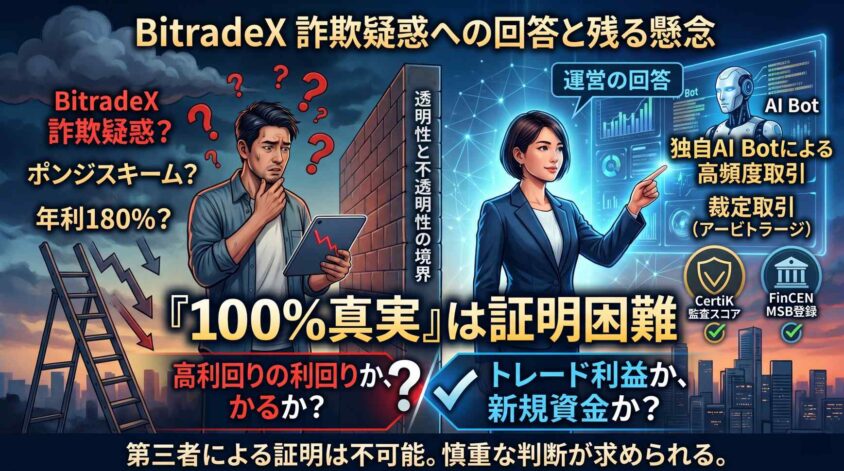詐欺やポンジスキームの疑念に対する運営の回答