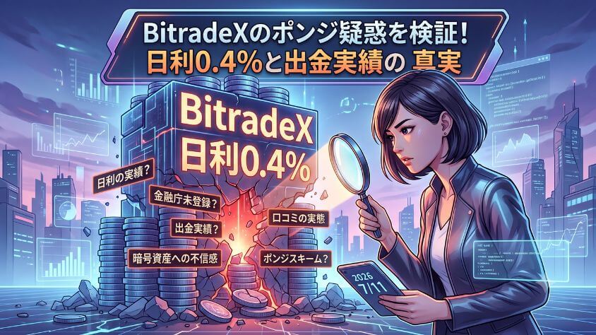 BitradeXのポンジ疑惑を検証!日利0.4%と出金実績の真実