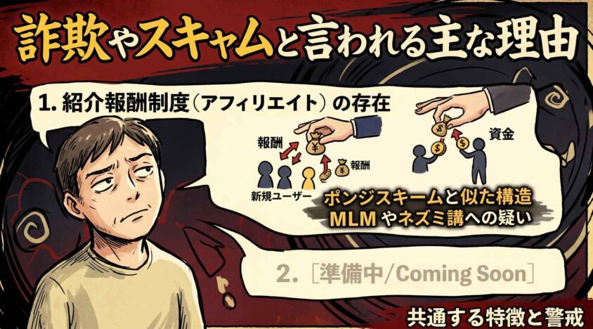 詐欺やスキャムと言われる主な理由