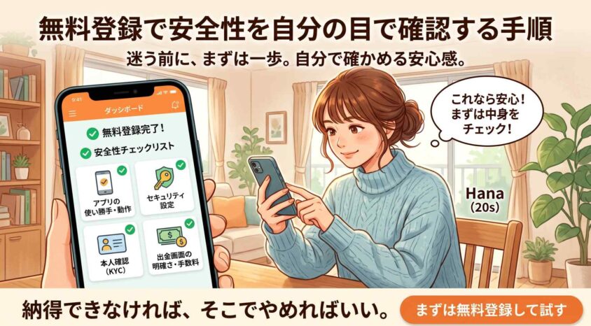 無料登録で安全性を自分の目で確認する手順