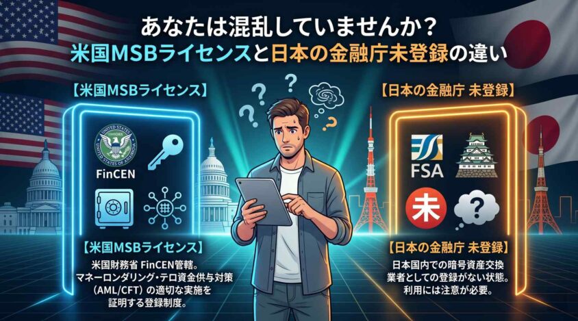 米国MSBライセンスと金融庁未登録の違い