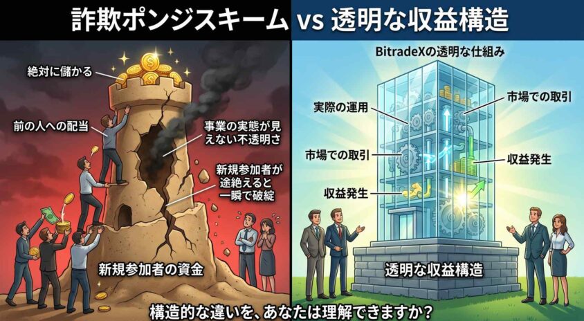 詐欺やポンジスキームとの構造的な違い