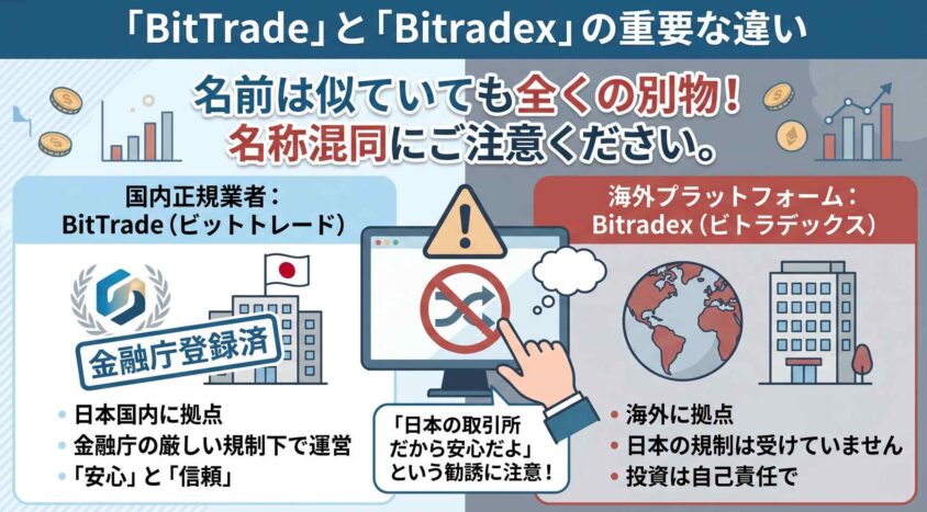 BitTradeとの違いと名称混同への注意