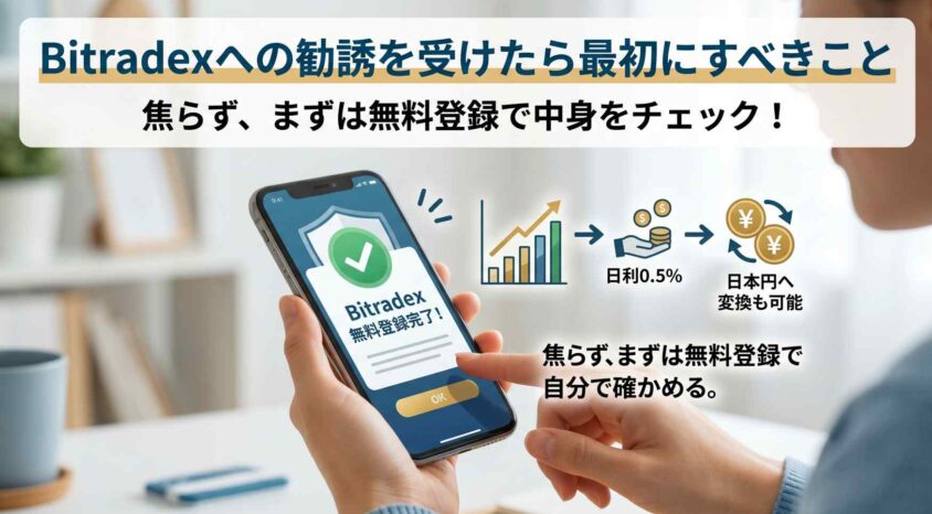 Bitradexへの勧誘を受けたら最初にすべきこと