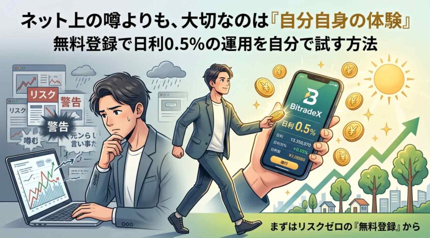 無料登録で日利0.5%の運用を自分で試す方法