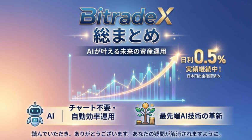 BitradeXとは何かを踏まえた総まとめ