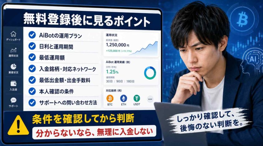 無料登録後に見るポイント