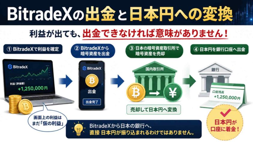 BitradeXの出金と日本円への変換