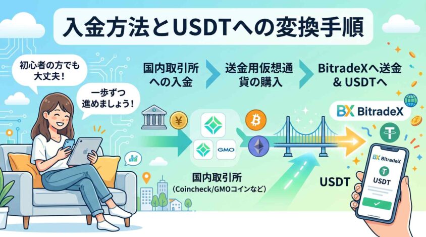 入金方法とUSDTへの変換手順
