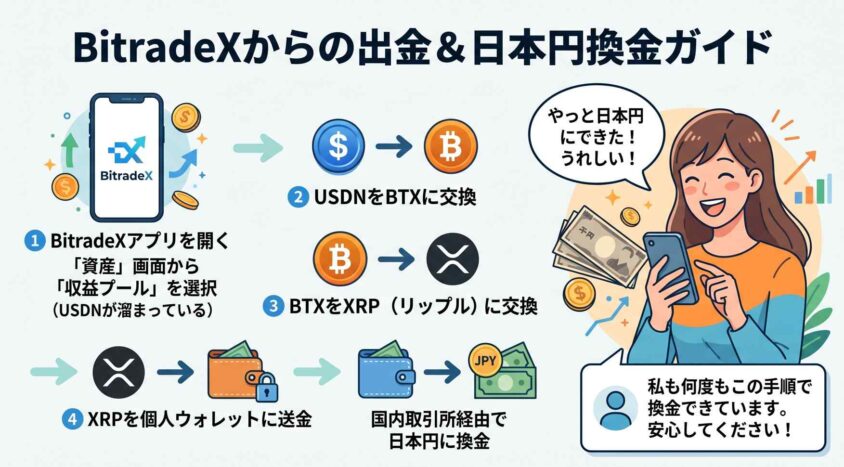 出金方法と日本円への換金手順

