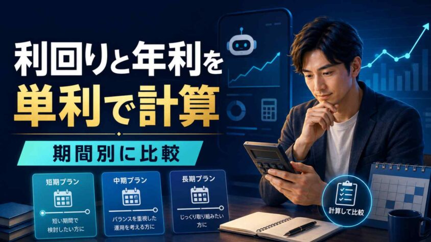 利回りと年利を単利で計算