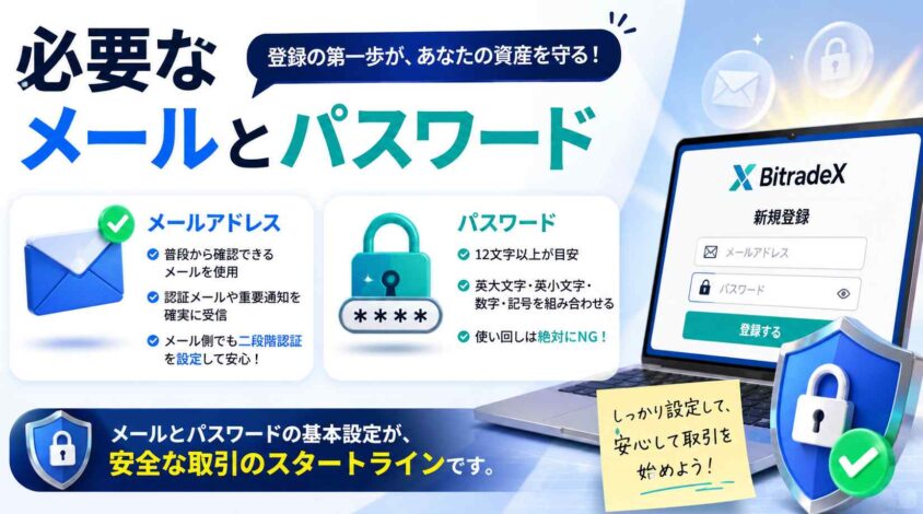 必要なメールとパスワード