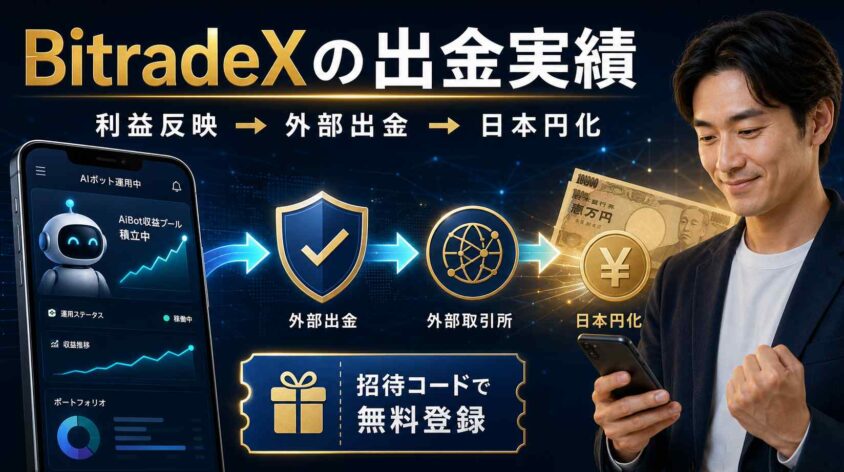 BitradeXの出金実績と招待コード