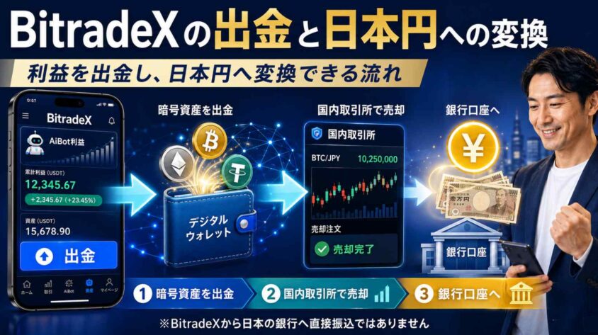 BitradeXの出金と日本円への変換