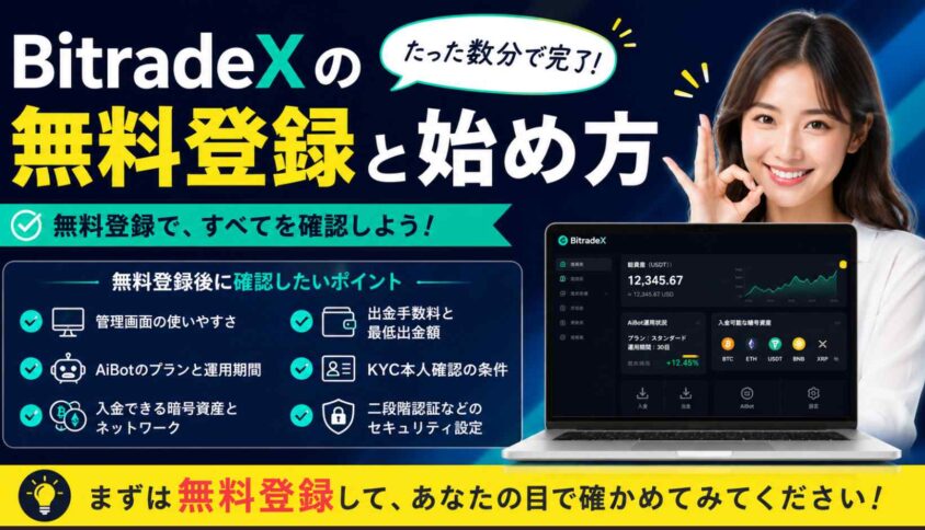 BitradeXの無料登録と始め方