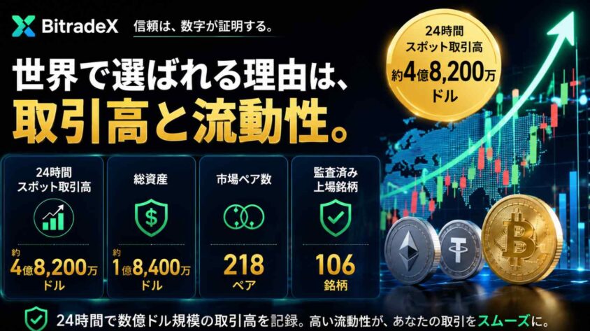 BitradeXの取引高と流動性