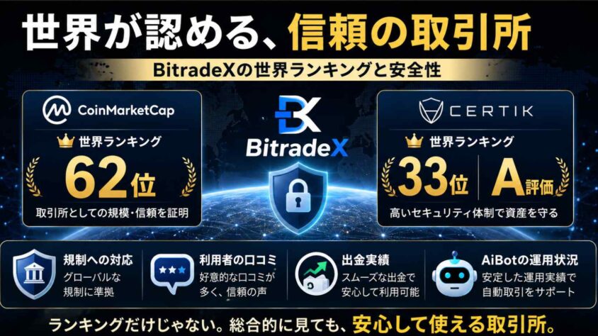BitradeXの世界ランキングと安全性