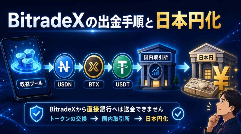 BitradeXの出金手順と日本円化