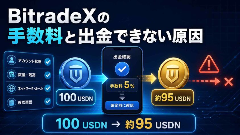 BitradeXの手数料と出金できない原因