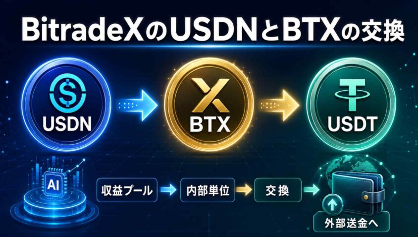 BitradeXのUSDNとBTXの交換