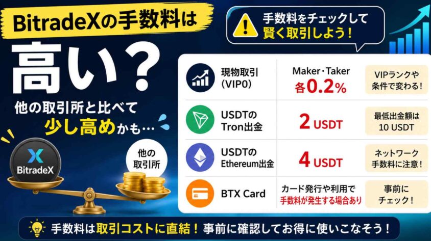 BitradeXの手数料は高い？