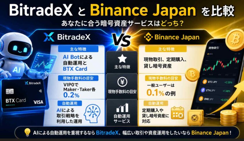 BitradeXとBinance Japanを比較