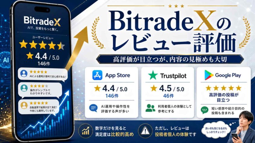BitradeXのレビュー評価