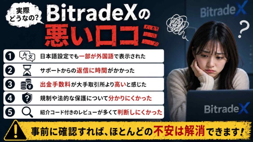 BitradeXの悪い口コミ