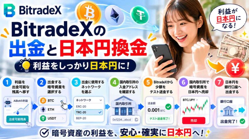 BitradeXの出金と日本円換金