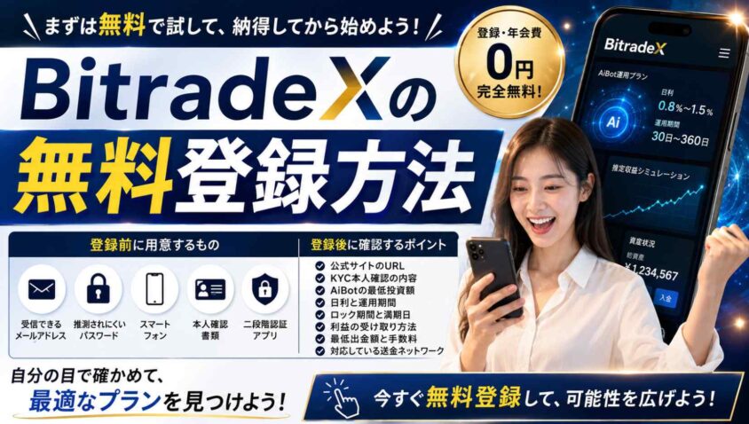 BitradeXの無料登録方法