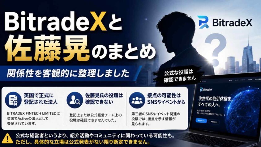 BitradeXと佐藤晃のまとめ